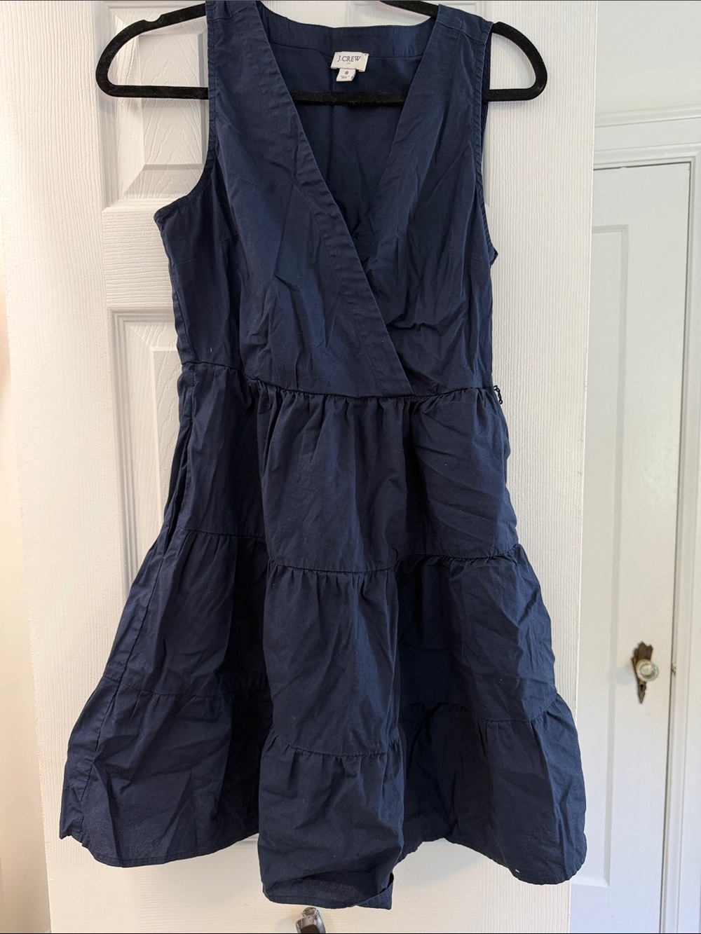 J. Crew Girls' Navy Tiered V-Neck Sleeveless Dress